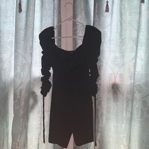 Black Fashion Nova Long Sleeve Romper with Strings